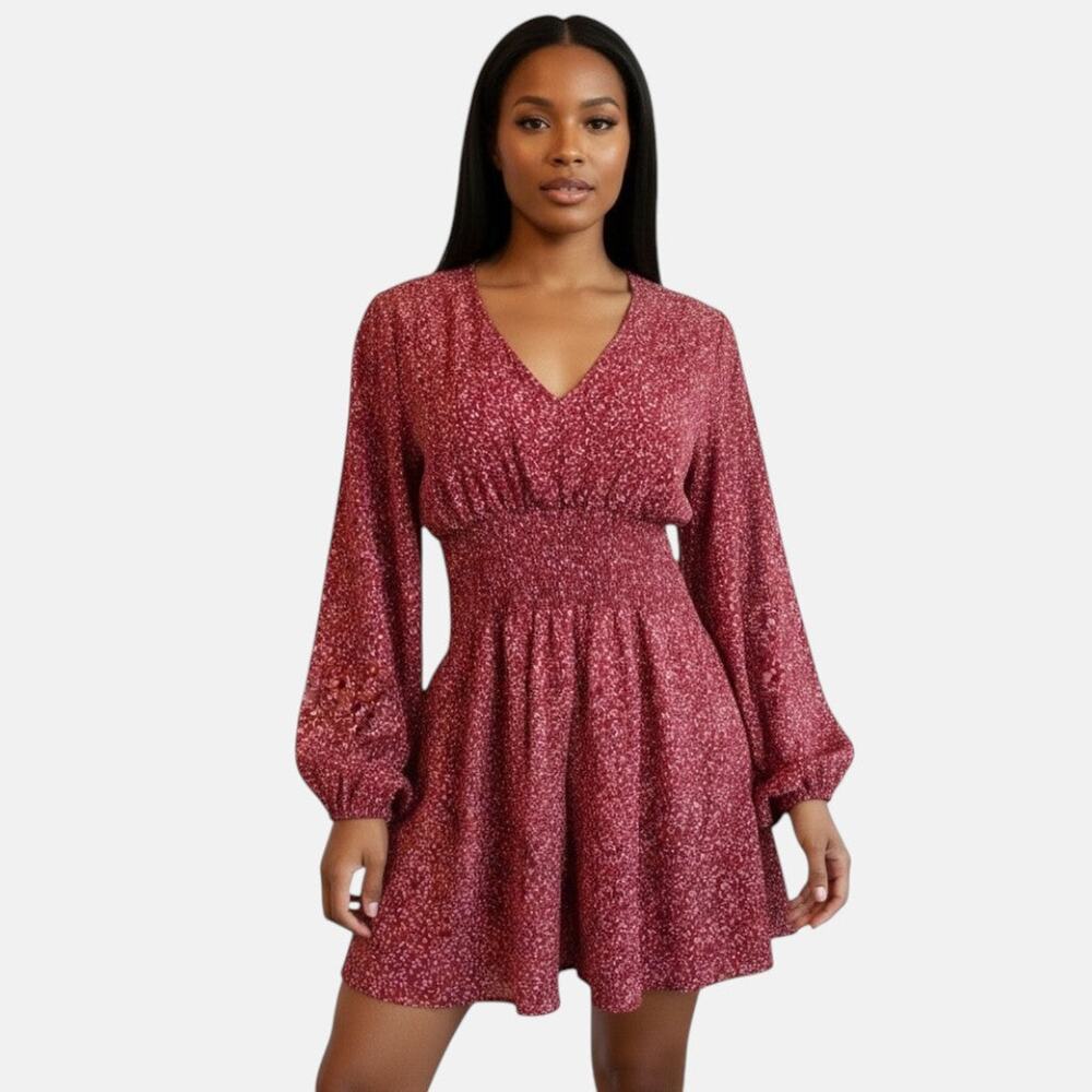 Ruffle Red Wine Flowy Dress